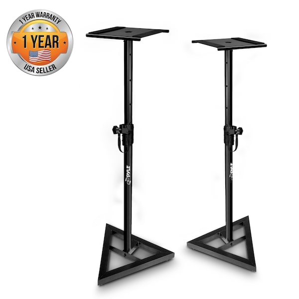 Pyle Height Adjustable Monitor Speaker Stands, Heavy-Duty, Telescoping, PR PSTND35.5 - main